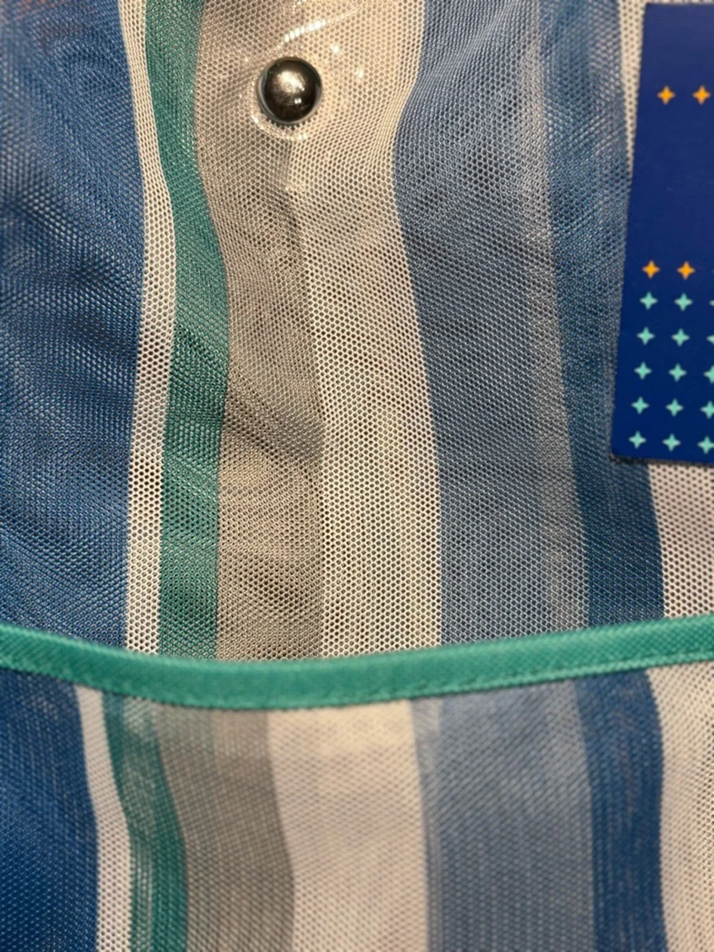 Striped Beach Tote with Teal Handles